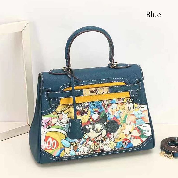 PRODUCT DETAILS Material: 100% soft genuine leather with colorful painting Size approx.:28cm/11" L,12cm/4.75" W, 22cm/8.65" H 90-115cm adjustable leather long strap Zipper pocket and pouch inside Closure: flap and belt Adjustable long strap allow Designer Blue Satchel With Large Capacity, Designer Blue Handheld Satchel, Designer Blue Soft Leather Shoulder Bag, Luxury Blue Soft Leather Satchel, Blue Leather Handheld Shoulder Bag, Trendy Blue Leather Satchel, Colorful Paintings, Zipper Pocket, Satchel