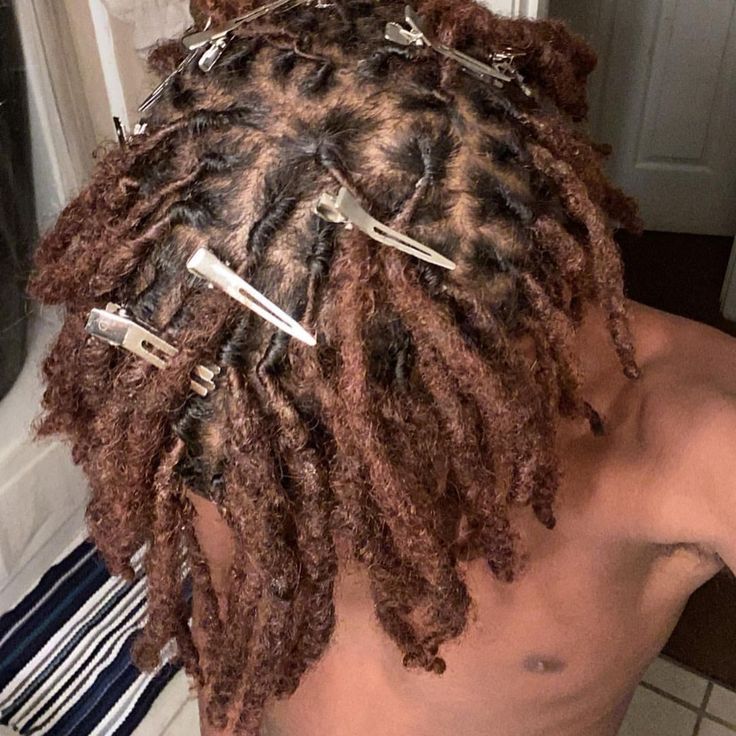 Dyed Starter Locs Men, Mens Colored Locs, Brown Dreads Black Man, Dreds Locs Men Dyed, Light Brown Locs Men, Dread Colors Men, Light Brown Dreads Men, Brown Dreads Men, Brown Dyed Dreads Men