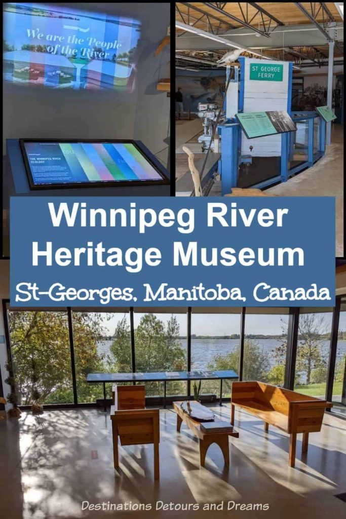 the inside of a building with windows and pictures on it that says winner heritage museum st george, mantoba, canada