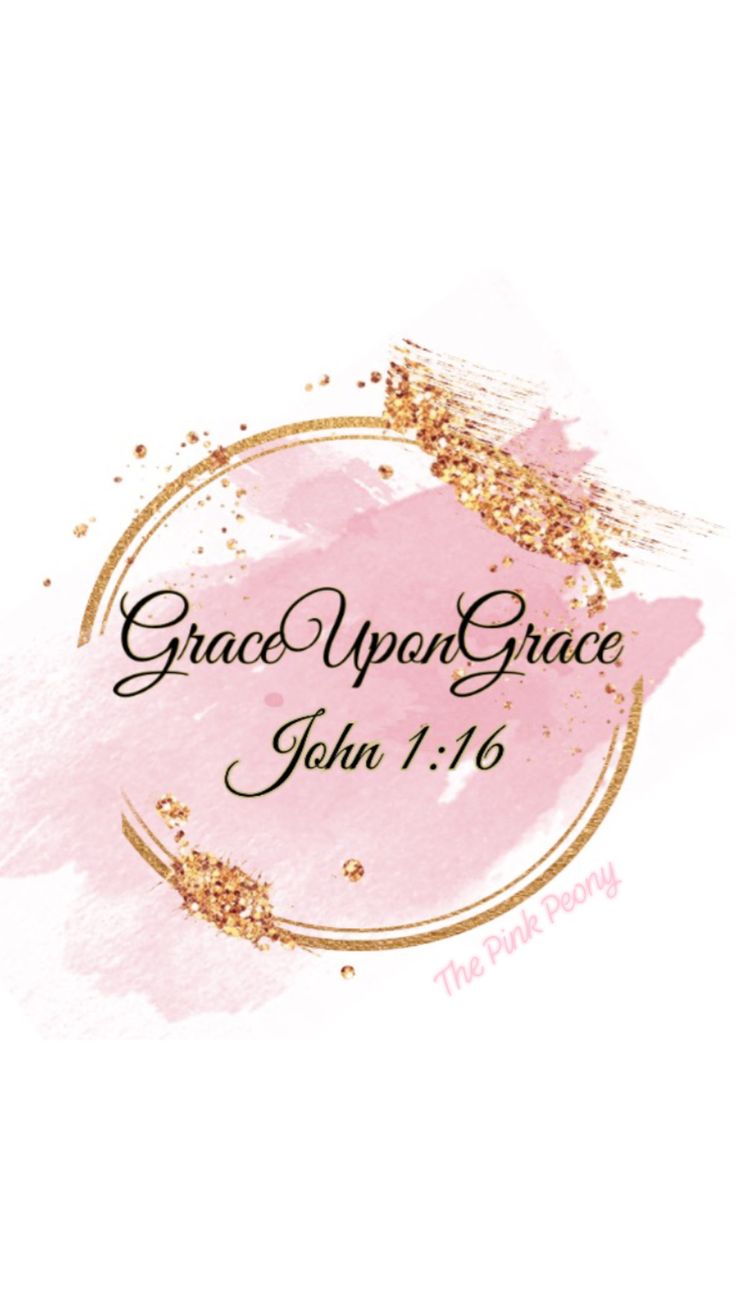 the grace upon grace logo on a white background with gold foil and pink watercolor