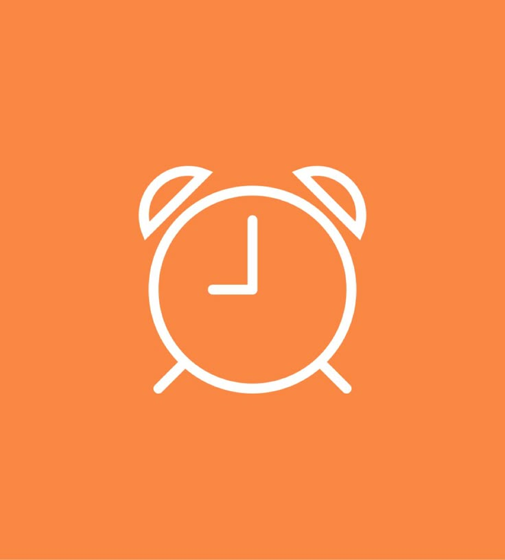 an orange background with a white clock icon