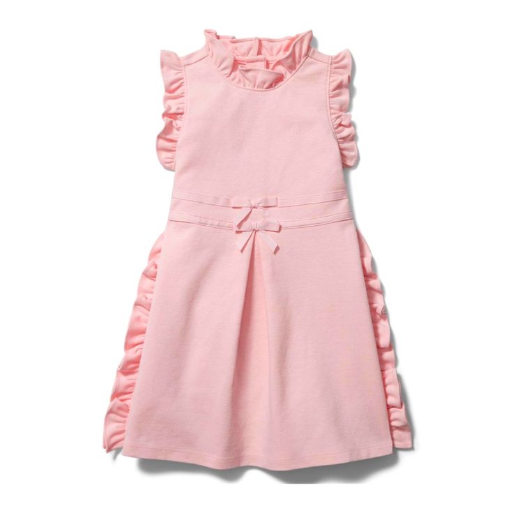 Janie And Jack Double Bow Ponte Sleeveless Dress In Crystal Rose Color- A Very Sweet Light Pink. Features Button Down Back And Matching Bloomers Included. From Website: Our Soft Ponte Dress Is Twice As Nice With Double Grosgrain Bows At The Waist. With Ruffle Trim, Of Course. 64% Cotton/30% Polyester/6% Spandex Ponte Playful Sleeveless Daywear Dresses, Playful Sleeveless Ruffled Dress, Cute Sleeveless Playwear Dress, Pink Sleeveless Dress For Playwear, Pink Sleeveless Playwear Dress, Casual Sleeveless Play Dress, Casual Sleeveless Dress For Play, Twice As Nice, Ponte Dress