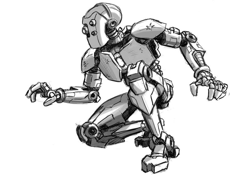 a drawing of a robot that is running