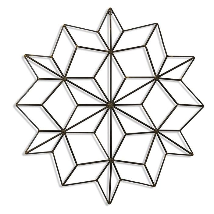 a metal wall hanging decoration with geometric shapes