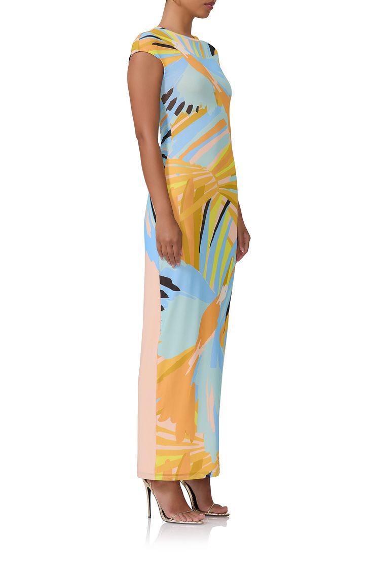 An eye-catching print enlivens this mesh maxi dress framed by cap sleeves and cut with a curve-hugging fit that's perfect for a night-out look. Slips on over head Crewneck Cap sleeves Lined 95% polyester, 5% spandex Machine wash, tumble dry Imported Fitted Maxi Dress With Bold Print For Summer, Summer Sleeveless Maxi Dress With Bold Print, Beach Maxi Dress With Graphic Print, Mesh Maxi Dress, Bird Of Paradise, Nordstrom Dresses, Cap Sleeve, Cap Sleeves, Night Out