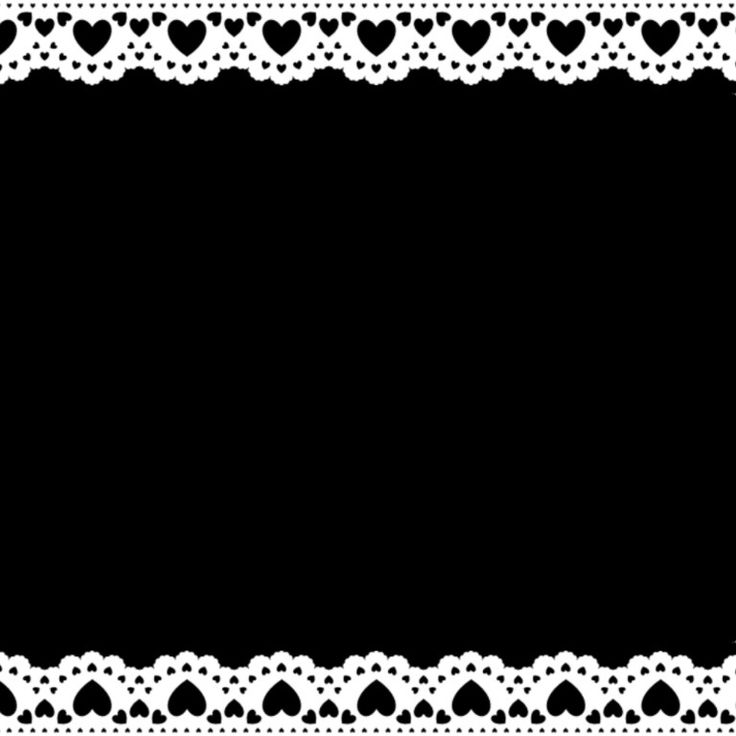 a black and white lace border with hearts on the edges, as well as an empty space for text