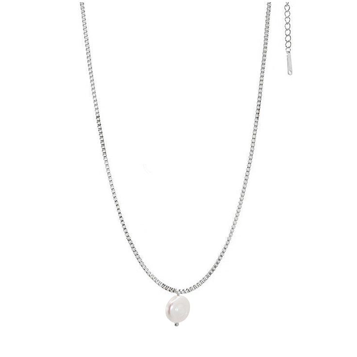 Indulge in pure elegance with our Cabana Necklace. Adorned with a lustrous freshwater pearl pendant, this delicate chain adds a touch of sophistication to any outfit. Elevate your look and evoke the feeling of a luxurious tropical retreat with this piece. Please note due to the nature of authenic real freshwater pearls, no two pearls will be the same. Please expect irregularities in shape, colour and size. Materials: Silver 316L Stainless Steel Gold Plated: Silver 316L Stainless steel and plated Elegant White Gold Charm Necklace With Pearl Pendant, Silver Minimalist Charm Necklace With Pearl Chain, Elegant Silver Charm Necklace With Pearl Pendant, Chic Silver Pearl Necklace With Pendant, Chic Silver Pearl Necklace With Adjustable Chain, Minimalist Silver Charm Necklace With Pearl Chain, Chic Silver Long Pearl Necklace, Adjustable Pearl Pendant Chain Necklace, Elegant Silver Pearl Charm Necklaces