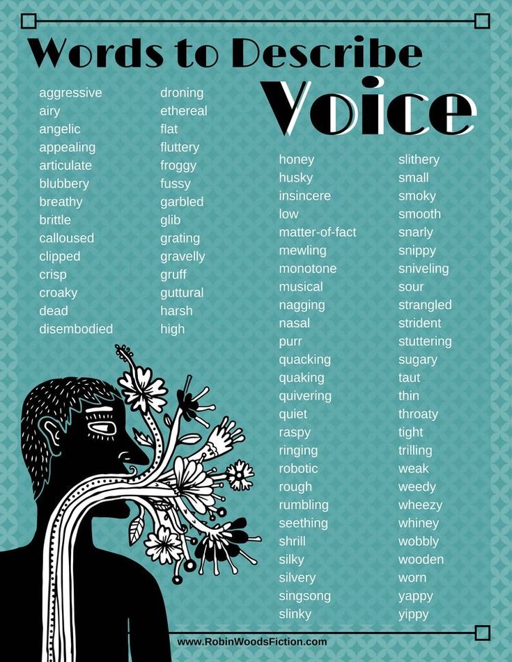 a poster with words to describe voice