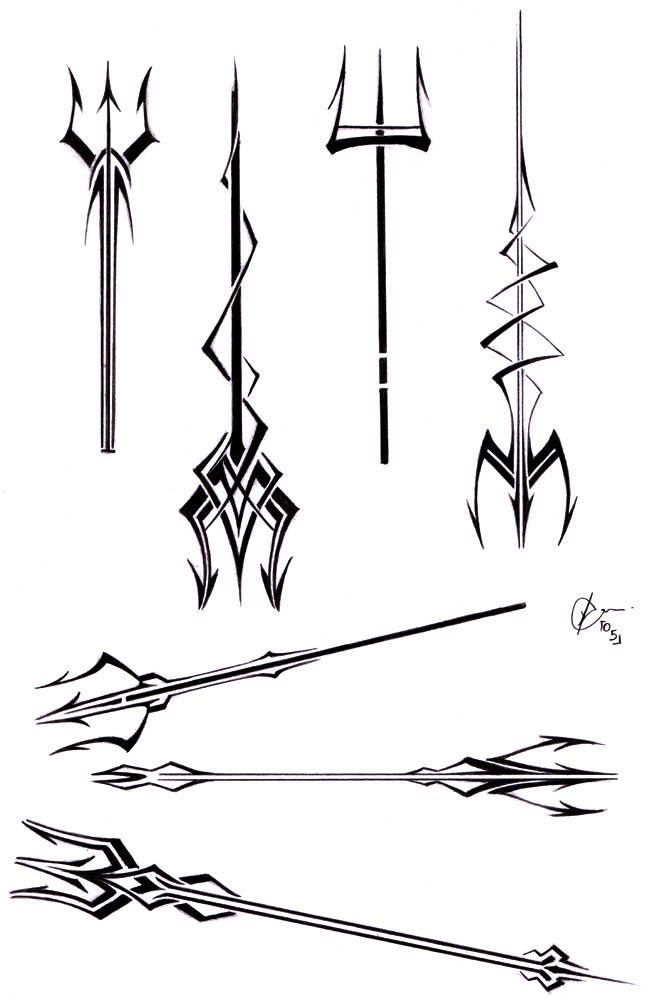 an image of different types of arrows in black ink on white paper, including one arrow and