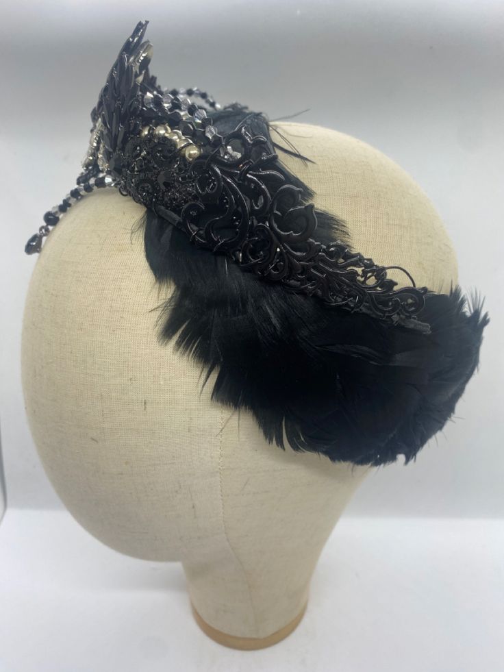 Trinity Luxe Designs Black Swan Headpiece, Black Swan Crown, Swan Headpiece, Black Swan, Headpiece, Tiara, Quick Saves, Black, Design