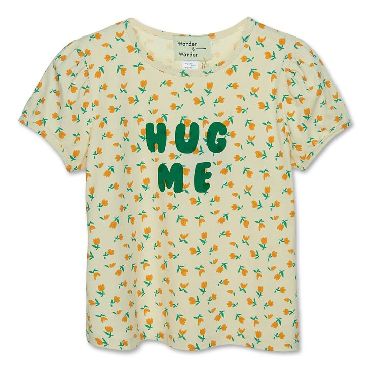 DÉtails : Crew neck, Short sleeves, Print on front. Flower print. Composition : Organic cotton : 100%. Fabrication : Portugal. Hug Me, T-shirt Polos, Flower Print, Shirts For Girls, Cotton T Shirt, Portugal, Organic Cotton, Composition, Blouses