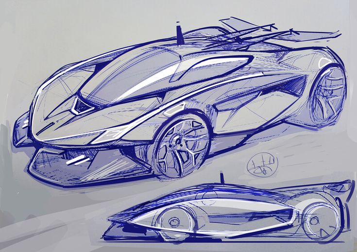 an artistic drawing of a futuristic sports car