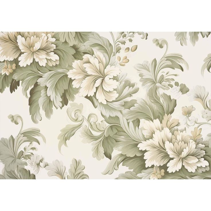 a floral wallpaper with green and white flowers