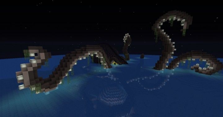 an image of the ocean in minecraft with some rocks and water around it at night