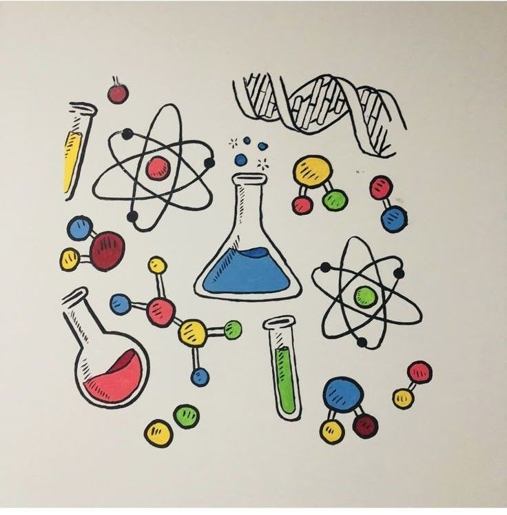 an image of science doodles on the wall