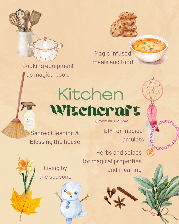 Read our blog post on kitchen witchcraft! What  makes a kitchen witch and what are her skills, how to become one and how to channel the aethetic? Head over to our article! Full Moon Kitchen Witch, Witch Meals, Baking Witchcraft, Kitchen Witch Tips, Cooking Witchcraft, Kitchen Witchery Recipes, Kitchen Witch Spells, Kitchen Grimoire, Witchcraft Recipes