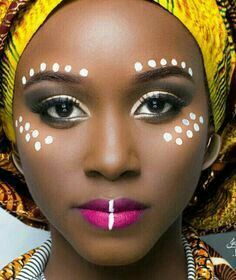 Nigerian Face Paint, African Face Paint, Carnaval Make-up, Afro Jewelry, African Makeup, Tribe Design, Face Paint Makeup, Face Painting Designs, Afro Punk