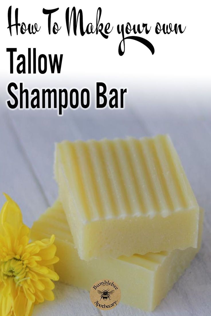 how to make your own yellow shampoo bar with text overlay that reads how to make your own tallow shampoo bar