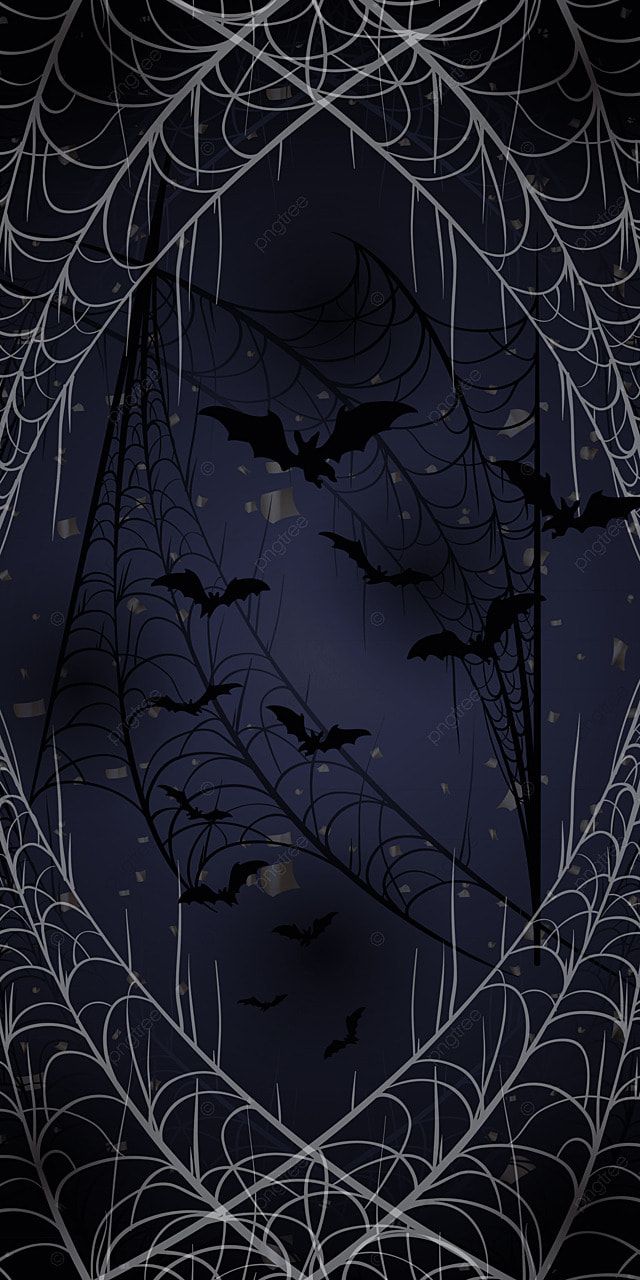 an image of bats flying in the night sky with spider webs on it's sides