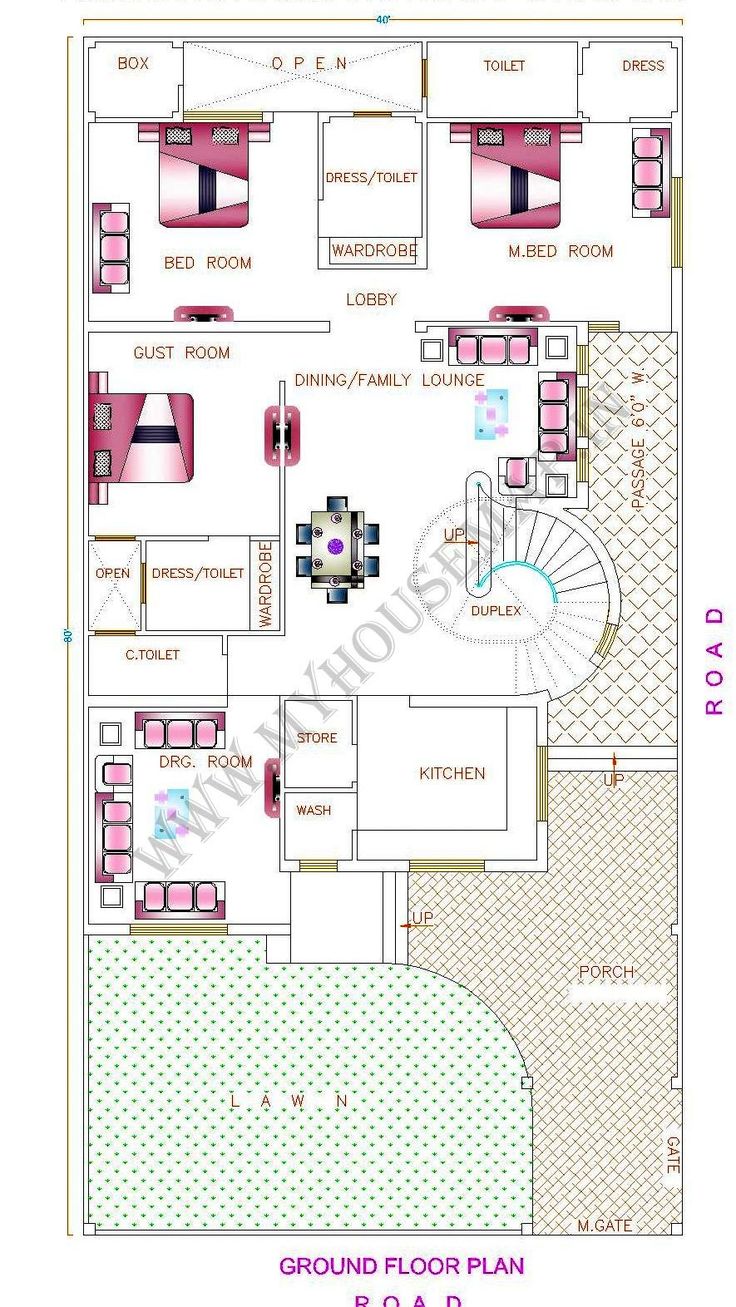 the ground plan for a house with two floors and three rooms, including an office area