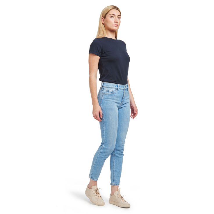 Mom - Hubert - Light Blue Versatile High-stretch Mid-rise Jeans, Denim Blue Relaxed Fit Mid-rise Jeans, Blue Stretch Mid-rise Jeans, Mid-rise Comfort Stretch Denim Blue Jeans, 10 Item Wardrobe, Indigo Relaxed Fit Full-length Jeans, Indigo Colour, Dark Blue Color, Premium Denim