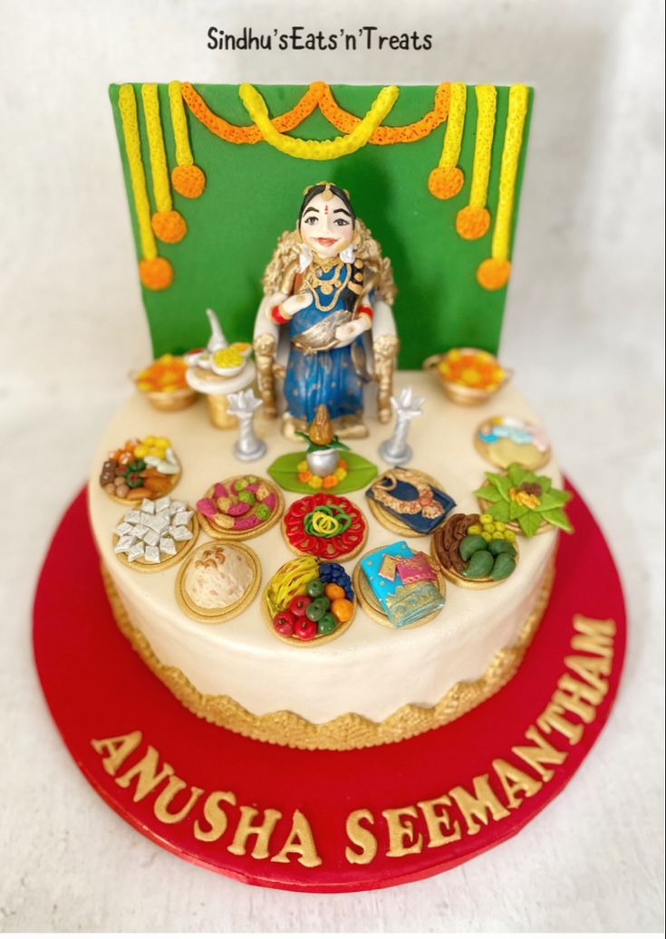 Sreemantham Cake Ideas, Sreemantham Cakes, Rakhi Decoration, Mum Cake, Beach Birthday Cake, Baby Shower Cake Designs, Half Birthday Cakes, Indian Cake, Extravagant Wedding Cakes