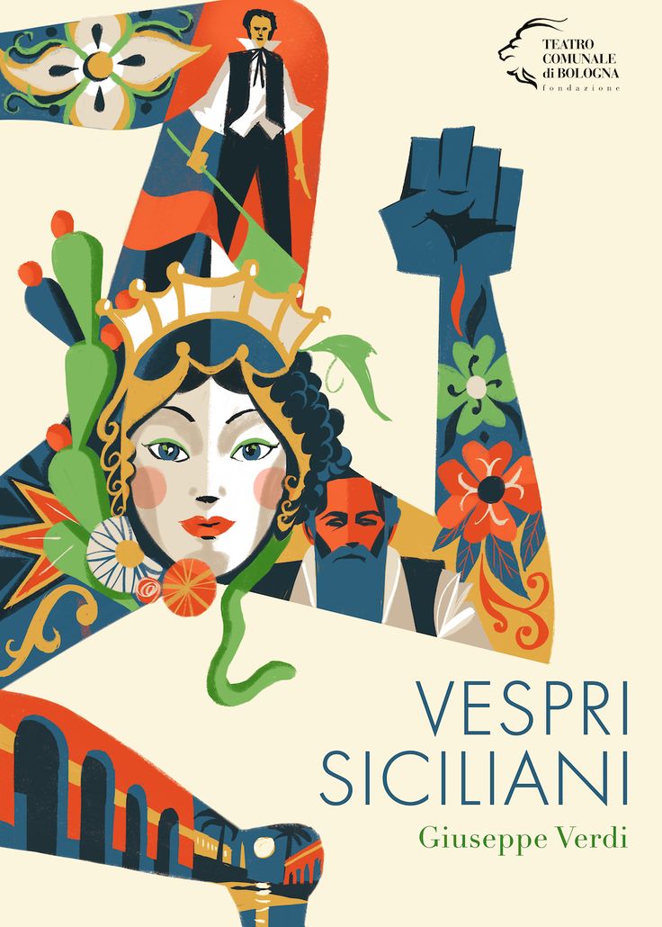 the cover of vespri siciliani, with an image of a woman's face