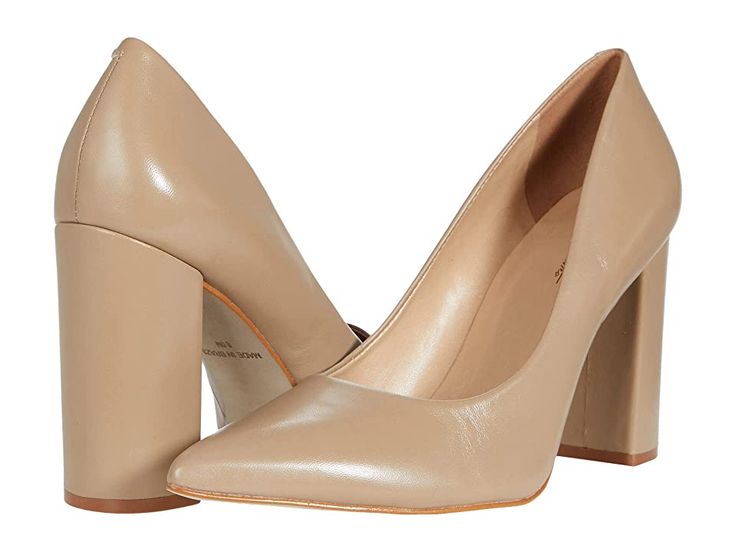 Massimo Matteo Anna Pump - Women's Shoes : Light Taupe : Be the boss of the boardroom with the Massimo Matteo Anna Pump, featuring a pointed toe and sky-high leather-covered block heel for a commanding presence. Slip-on dress shoe, constructed using genuine leather uppers. Synthetic lining, insole, and sole. Made in Brazil. Measurements: Heel Height: 4 in Weight: 10 oz Product measurements were taken using size 9, width M. Please note that measurements may vary by size. Weight of footwear is bas Wrapped Heel Block Heels For Workwear, Office Slingback Pumps With Stacked Heel And Round Toe, Office Slingback Pumps With Wrapped Block Heel, Pointed Toe Block Heels With Stacked Heel, Leather Slingback Pumps With Pointed Toe For Work, Spring Stacked Heel Snip Toe Heels, Leather Pointed Toe Slingback Pumps For Work, Chic Heels With Stacked Heel And Snip Toe, Fall Workwear Slingback Pumps With Pointed Toe