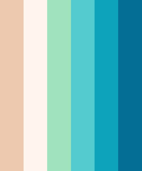 the color palette is blue, peach and green with an orange stripe on each side