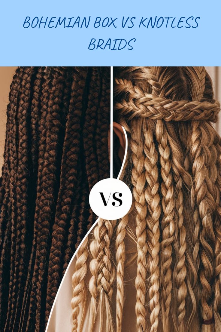 Wondering about the differences between Bohemian Box Braids and Bohemian Knotless Braids? Both styles offer unique textures and looks, making them favorites for many. Box Braids have a more defined structure while Knotless Braids provide a lightweight feel that's more gentle on your scalp. If you're looking to make a style choice, consider your hair type and desired maintenance level. Explore which braid option best matches your lifestyle and aesthetic for a stunning new look. Spiritual Braids, Types Of Box Braids, Bohemian Box Braids, Bohemian Knotless Braids, Bohemian Knotless, Wedding Hairstyles For Women, Twist Box Braids, Two Strand Twist, Unique Textures