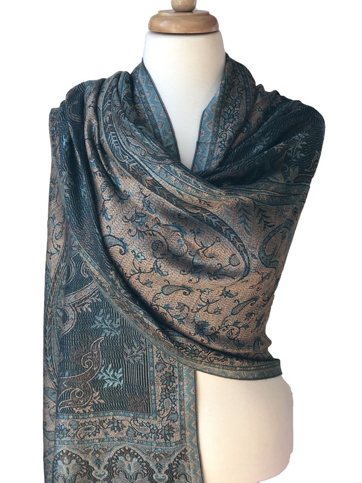 This collection of modal silk scarves has been inspired by the antique Kashmir Jamawar and Kani shawls. The scarves have a soft luxurious feel and the color combinations are very pleasing. It can be worn as a scarf or a wrap on an evening dress on a cool evening. Can be worn as a shawl by bridesmaids.Bestselling scarves.