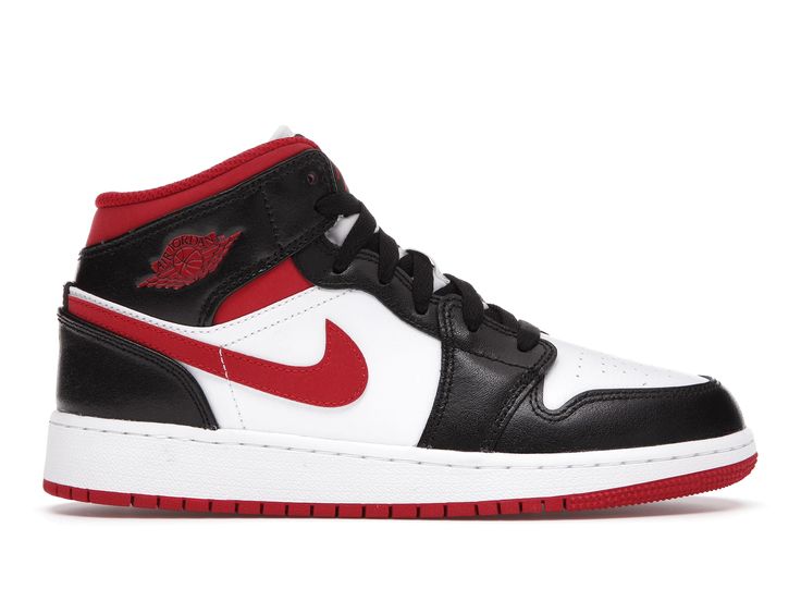 Jordan 1 Mid Gym Red Black White (GS) - DJ4695-122 Air Jordan 1 Mid Black, Jordan Mid, Red Jordans, Authentic Jordans, Nike Air Jordan 1 Mid, Jordan 8, Air Jordan Sneakers, Jordan 2, Jordan Sneakers