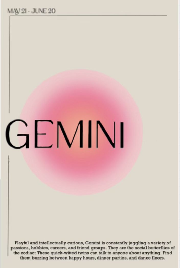 a poster with the word gemini in black and pink on top of it