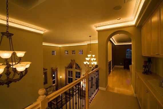 Rope lighting - Knot and Nest Designs Crown Molding Lighting, Molding Lighting, Crown Molding Lights, Crown Molding Installation, Rope Lighting, Lights Patio, Lighting Tips, Patio Lights, Backyard Lighting