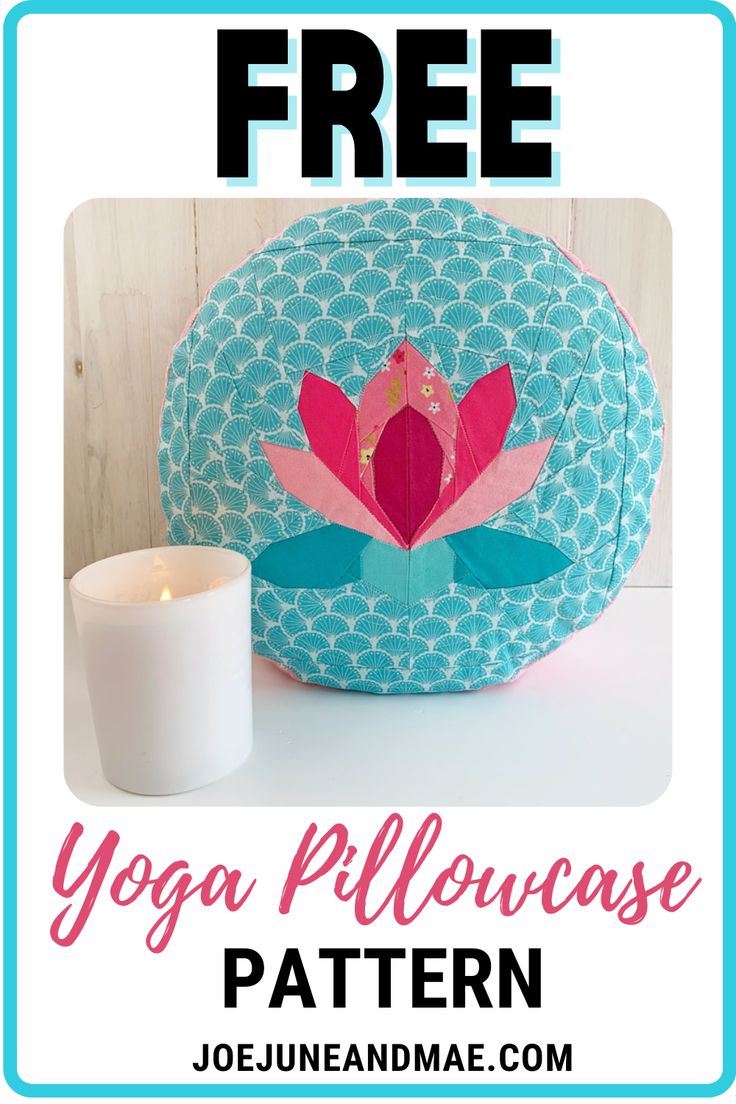 the free yoga pillow case pattern with text overlay