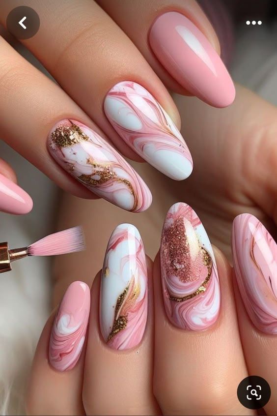 Marbal Art Nail Pink, Constellation Nail Art, Classy Spring Nails, Nailart Ideas, New Years Eve Nails, Glittery Nails, Amazing Nails, Spring Nail Designs, Brighter Days