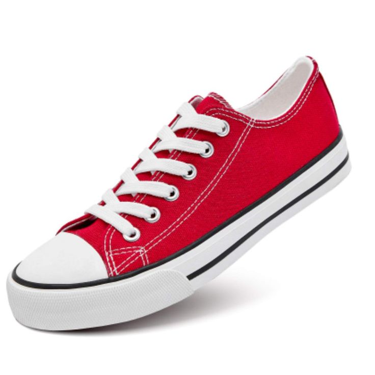 Red Canvas Sneakers In The Converse Low-Top All Stars Style, But With No Brand Markings. Size 5 Us, 36 Uk Brand New, Never Worn, But No Tags Or Original Box. Oct Red Lace-up Canvas Shoes For Summer, Red Low-top Sneakers For Summer, Red Cotton Sneakers For Spring, Casual Red Cotton Sneakers, Converse Low, Converse Low Tops, Red Converse, Converse Style, Red Canvas