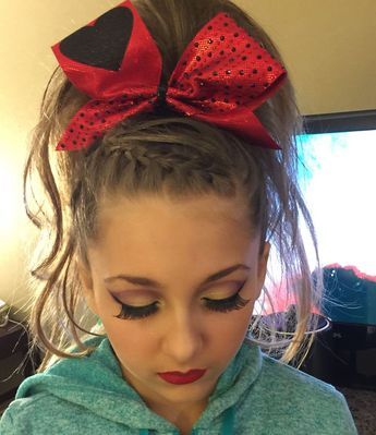 Hairstyles For Cheer, Hairstyles With Bows, Cheer Hairstyles, Cheerleading Hair, Competition Makeup, Cheer Makeup, Cheer Competition, Competition Hair, Cheerleading Hairstyles