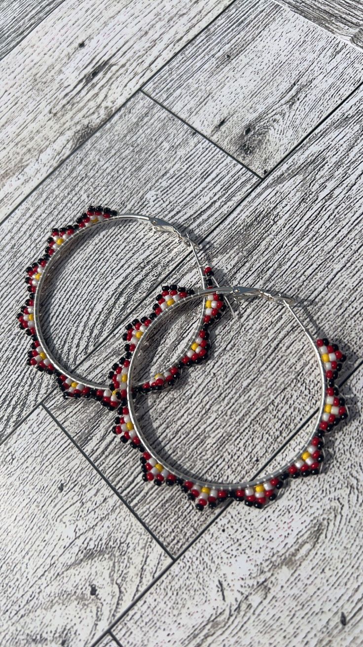 Hand beaded earrings Hand Beaded Earrings, Beaded Hoop Earrings, Beaded Hoops, Hand Beading, Hot Springs, Beaded Earrings, Jewelry Earrings Dangle, Etsy Earrings, Springs