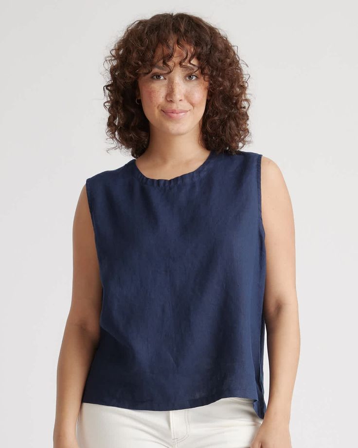 Casual Linen Tank Top For Everyday, Casual Everyday Linen Tank Top, Casual Flax Linen Tank Top, Chic Linen Tops For Layering, Spring Linen Tops For Everyday Wear, Everyday Linen Tops For Spring, Linen Tops For Everyday Spring Wear, Versatile Everyday Linen Tops, Everyday Versatile Linen Tops