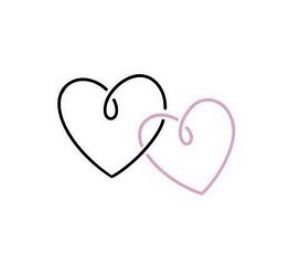 two hearts in the middle of each other with one heart on it's side