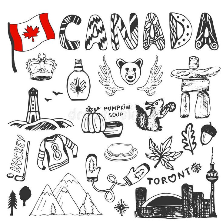 canada symbols and icons on white background