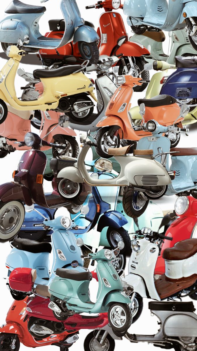 a large group of motor scooters all in different colors