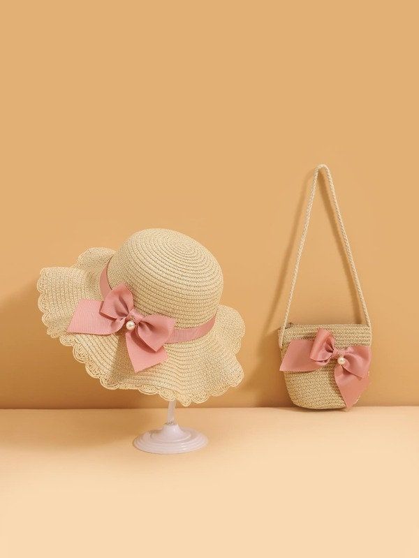 Cute 2 Piece Bendable Straw Hat and Bag with Big Pink Pearl Bow for Toddler Girls Size- 50-52cm Crown. Best fits 1 Year to 6T Make: 100% Polyester Shipping & Processing Times For the US: It usually takes 7-10 days to process the order and 5-10 business days for the shipment to arrive. Everything is designed and ships from the US. Items are made in China. Nursery Bag, Back To School Bags, Personalized Matches, Pearl Gifts, Straw Beach Bag, Pearl Bow, Bow Decor, Straw Hats, Ely