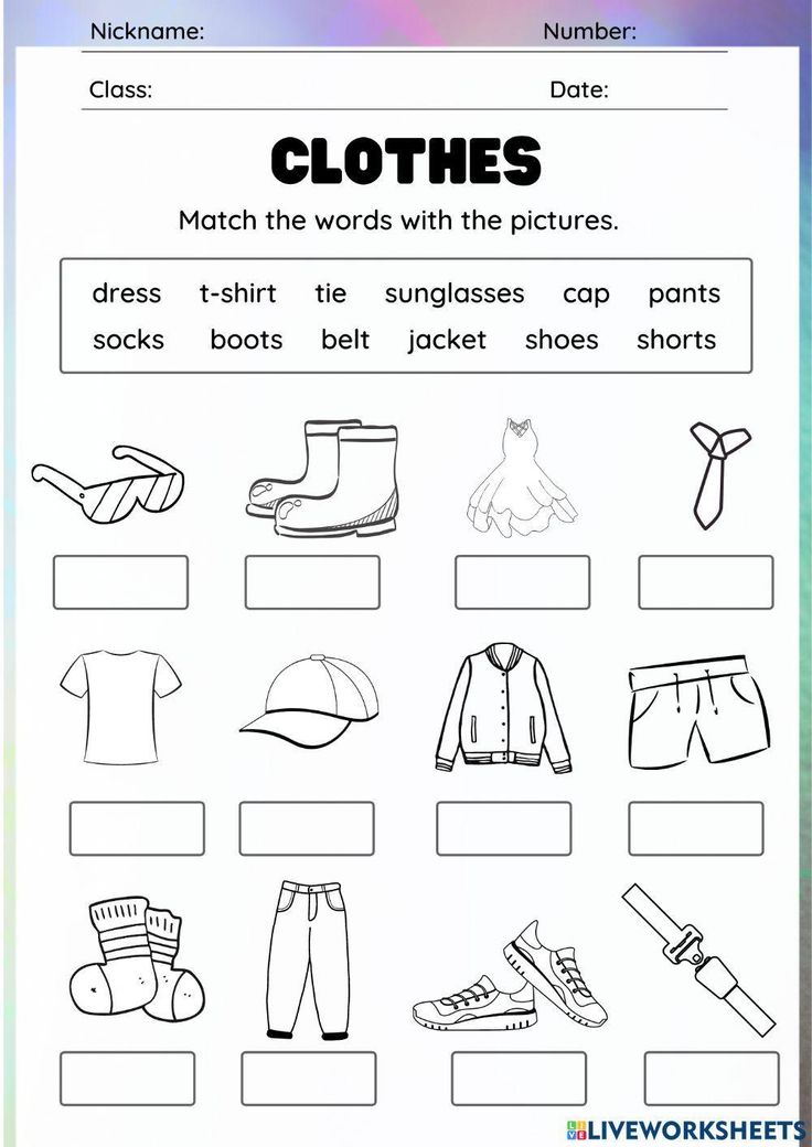 clothes worksheet with pictures and words to help students learn how to use them