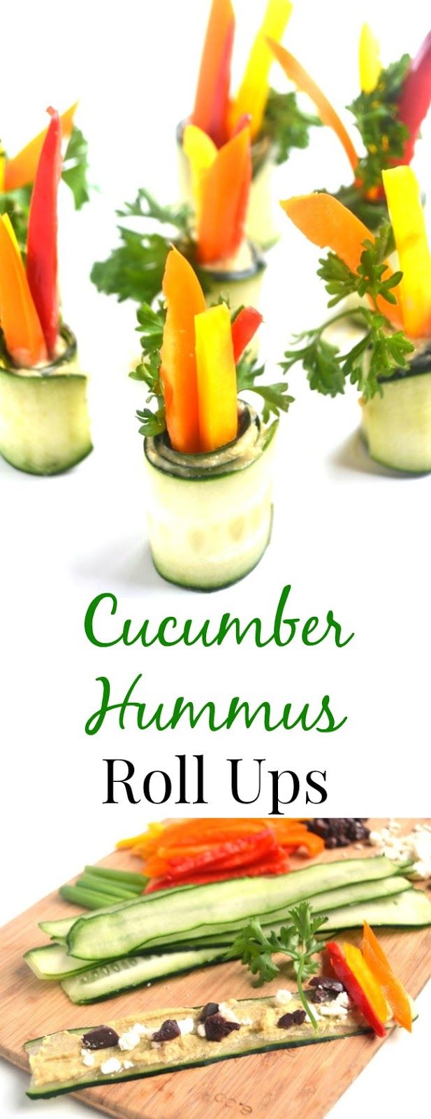 cucumber hummus roll ups with carrots, celery and peppers