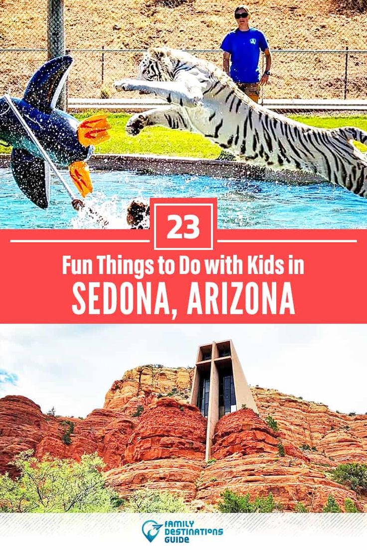 two pictures with the words fun things to do with kids in sedona, arizona