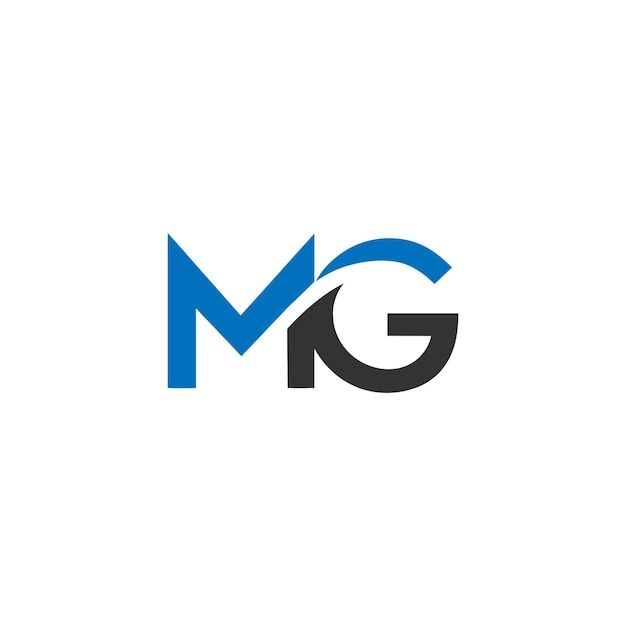 the letter m and g is made up of two letters, one blue and one black