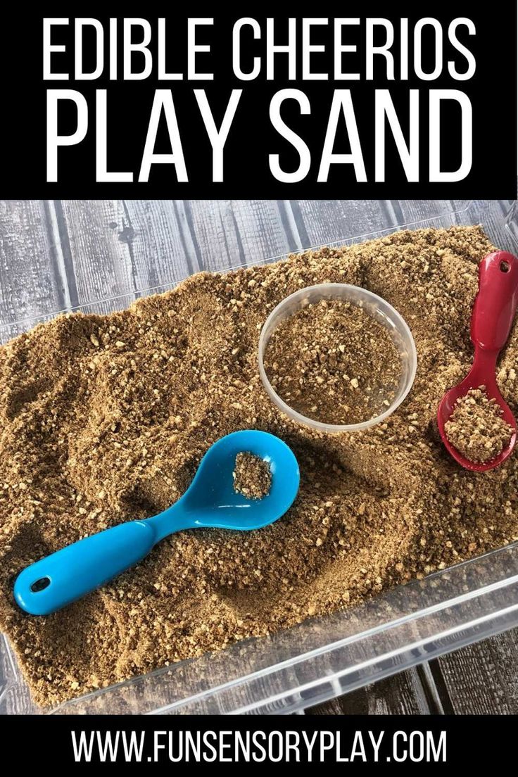 Edible play sand Cheerio Sensory Play, Sand For Kids, Toddler Sensory Activities, Edible Sensory Play, Edible Sensory, Edible Sand, Sensory Classroom, Cheerios Cereal, Toddler Sensory Bins