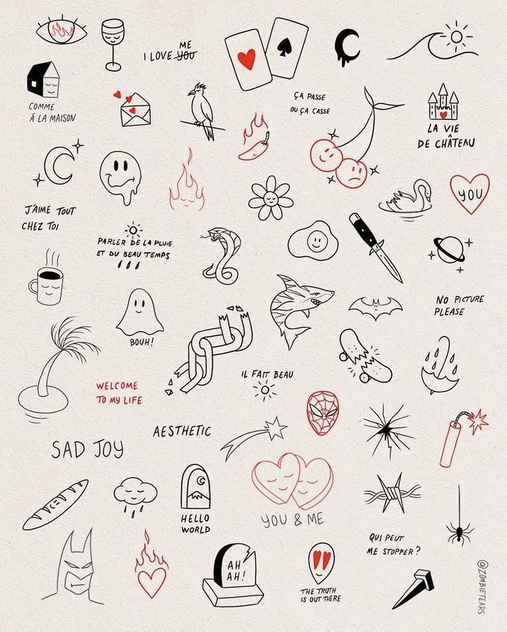 an image of various tattoos drawn on paper